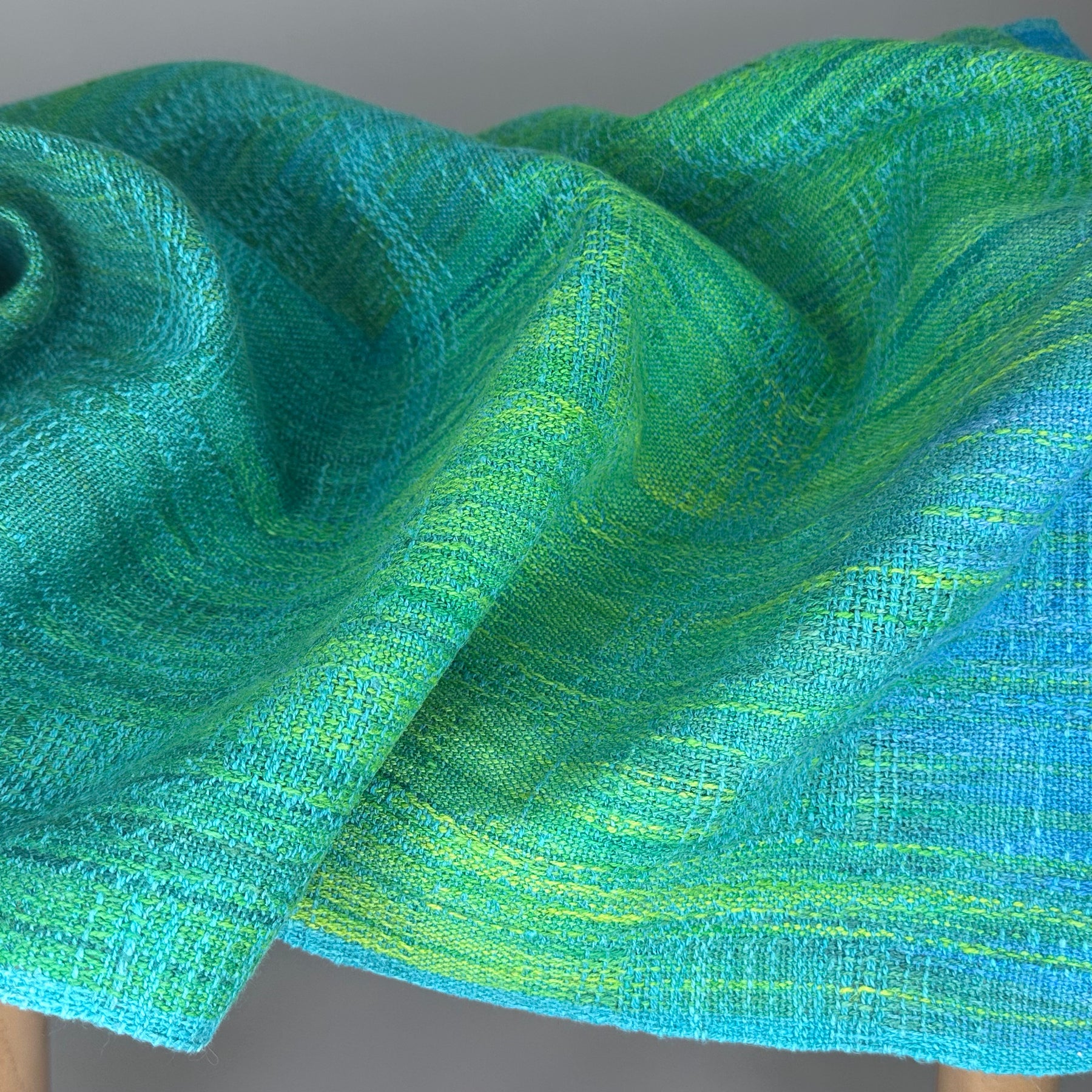 Hand-Dyed and Handwoven Linen/Cotton Tea Towels (Blue weft)