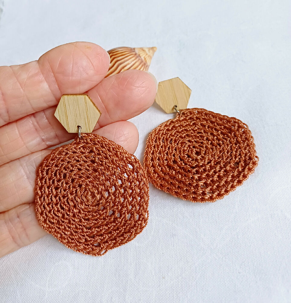 Hexagon Earrings - Copper