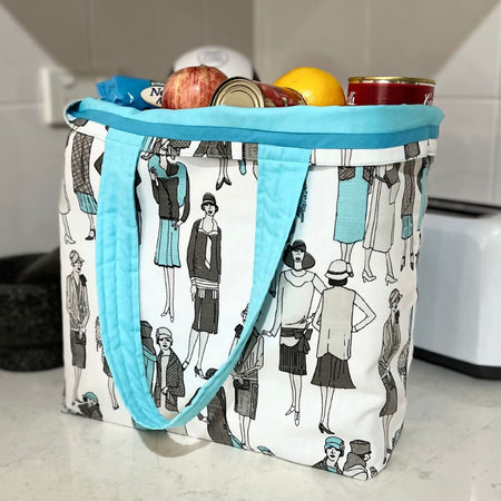 Grocery Tote ... Lined with storage pouch... Retro Ladies