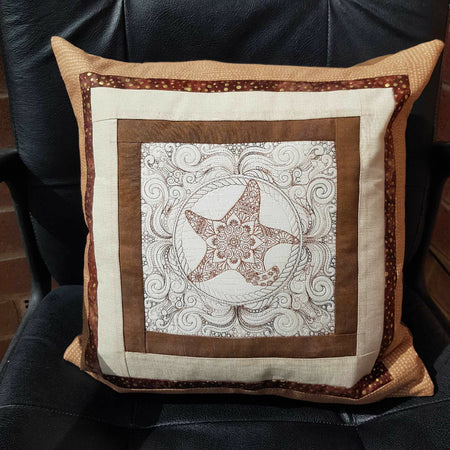 Starfish Patchwork and Quilted Cushion Cover