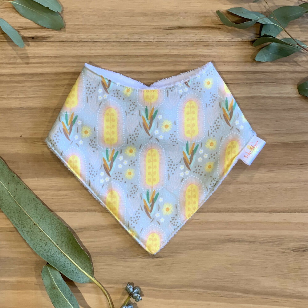 Baby Bib and Burp Cloth Set - Banksias