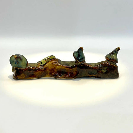 Mushrooms and caterpillar Spoon Rest handmade ceramic