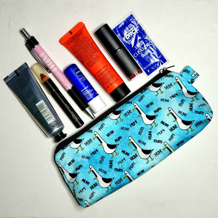 Compact pouch in Chatty Seagull Fabric, ideal for makeup, stationery etc