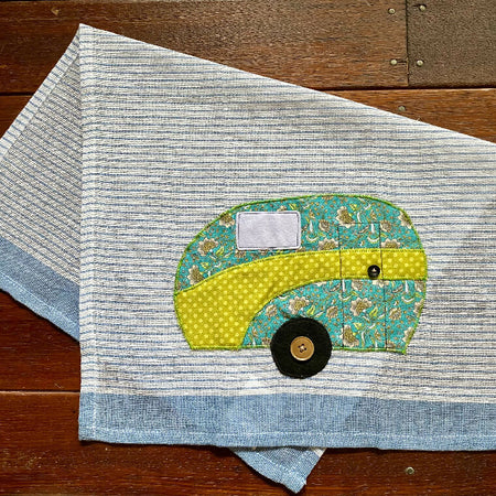 Vintage Caravan tea Towel - Green