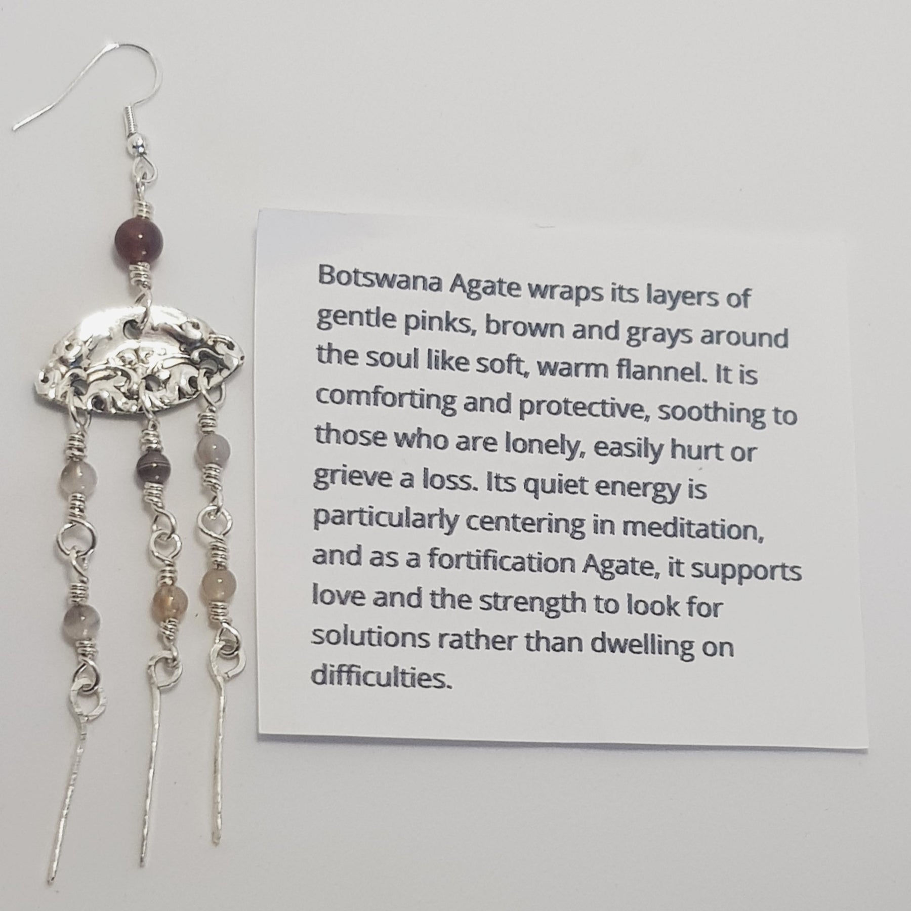 Jellyfish earrings with  Botswana Agate stone beads #692 AM/E