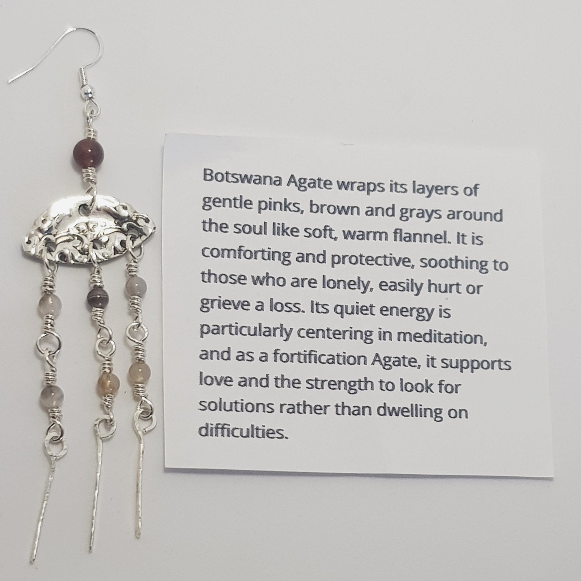 Jellyfish earrings with  Botswana Agate stone beads #692 AM/E