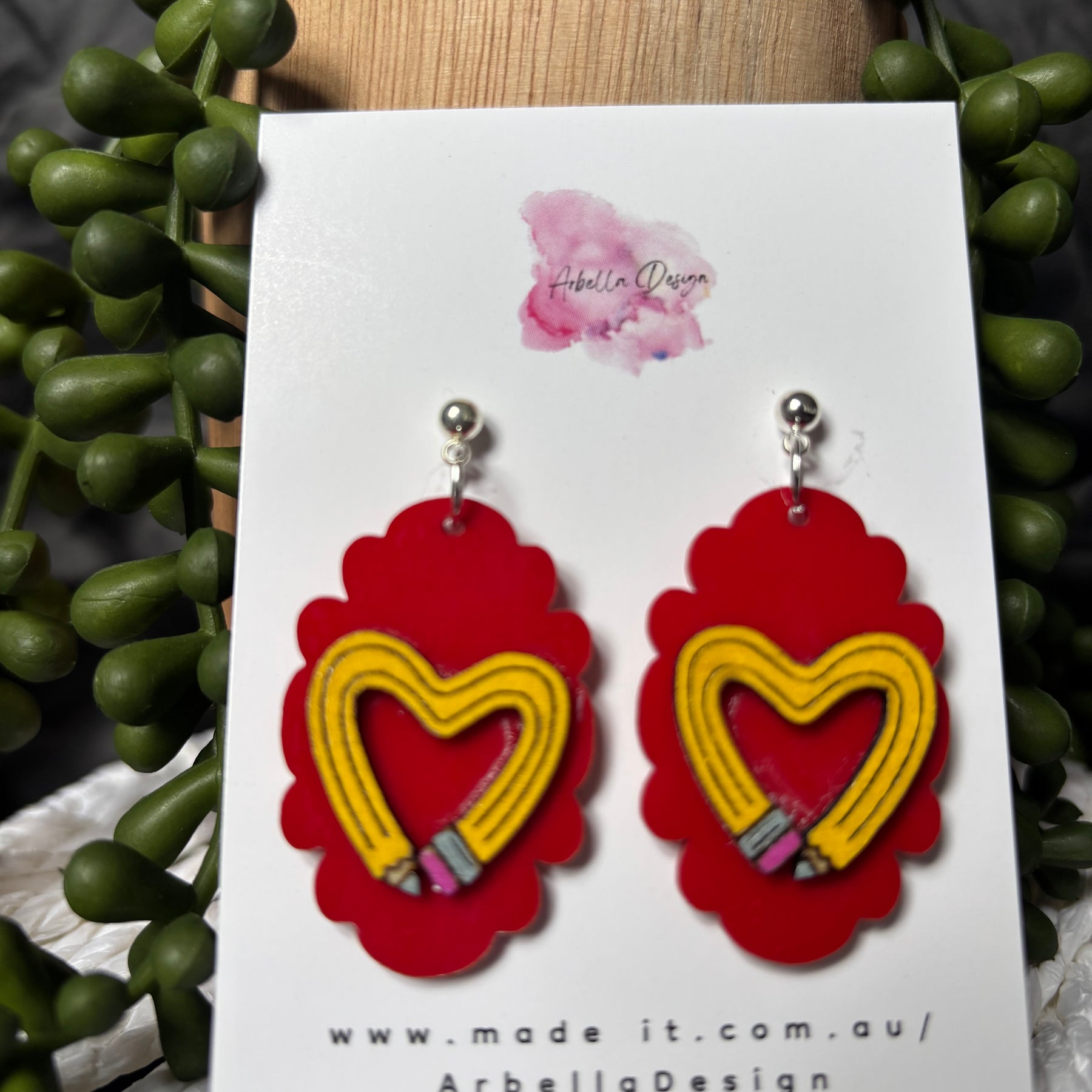 Teacher pencil earrings