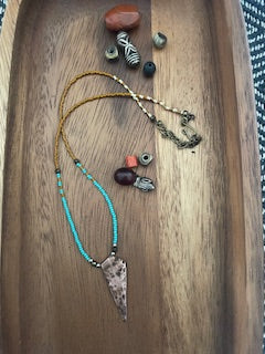 Seed Bead Copper Pendant Necklace