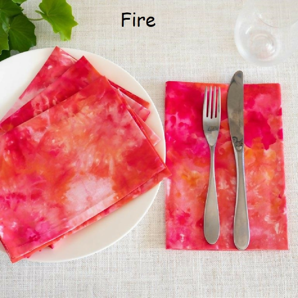 Ice Dyed Cotton Table Napkins. Set of 4