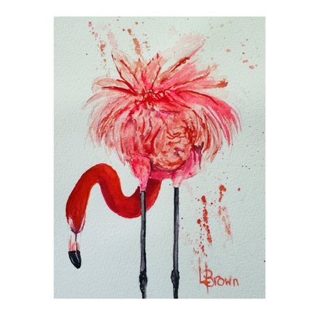 Mini Me #135 Flamingo Original Watercolour Painting