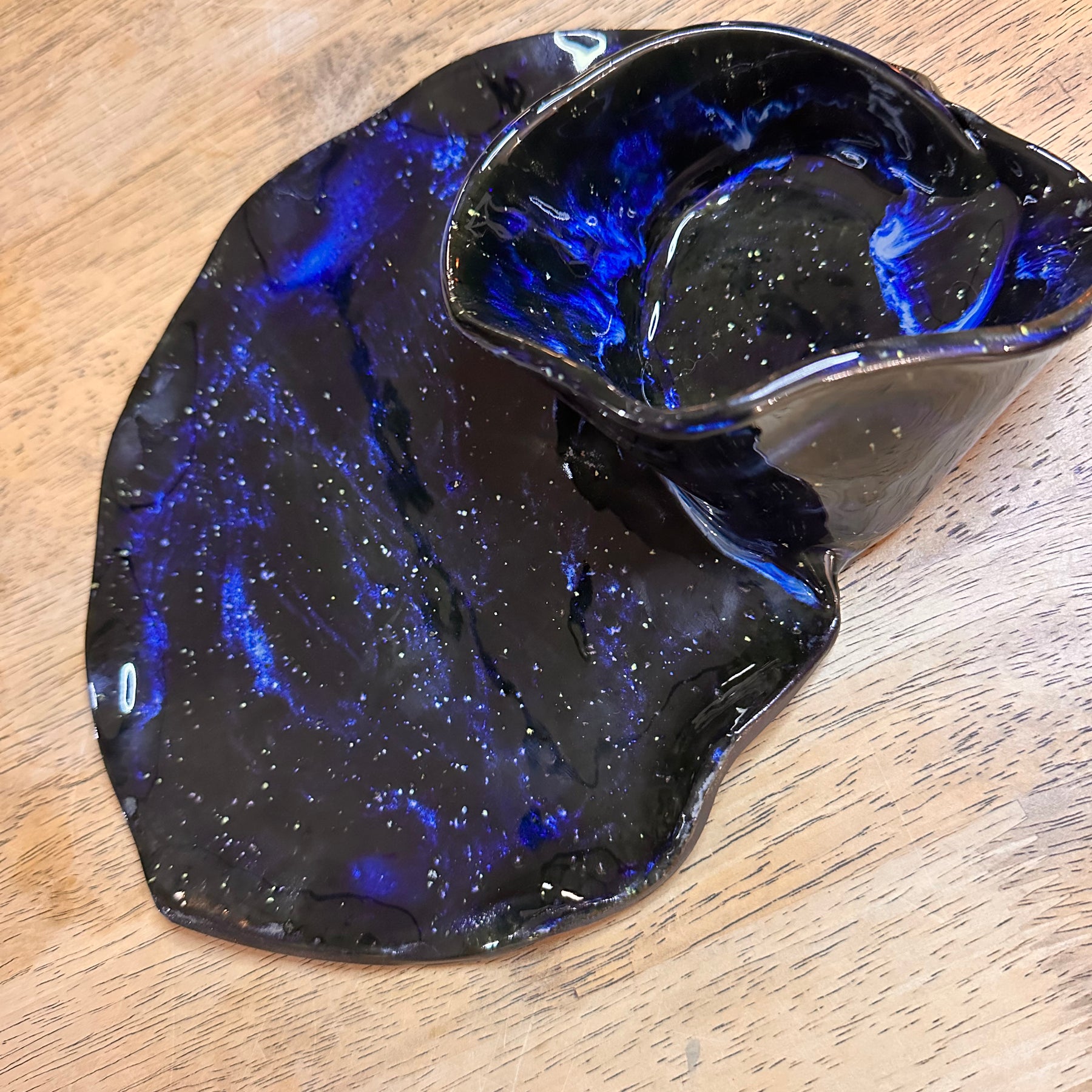 Handmade Ceramic Chip & Dip Set | Girl Dinner | Cosmic Swirl