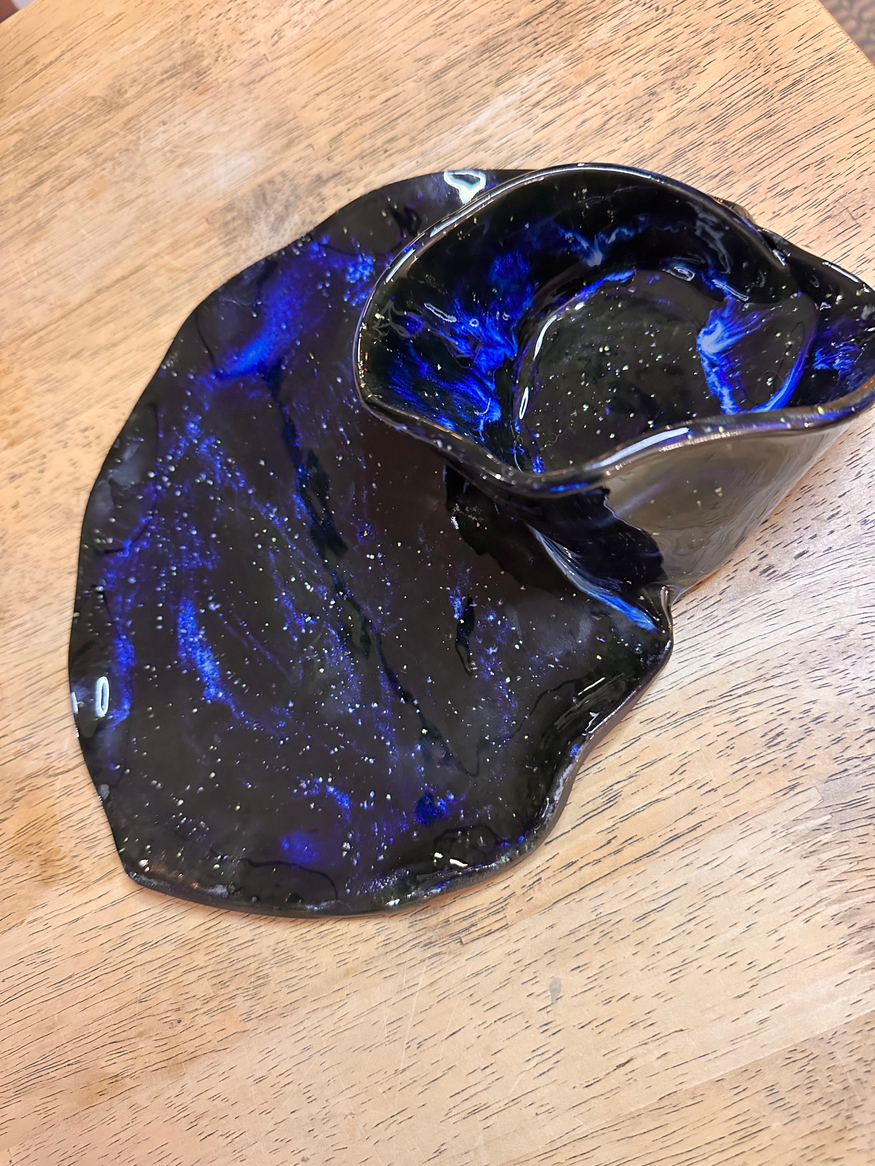 Handmade Ceramic Chip & Dip Set | Girl Dinner | Cosmic Swirl