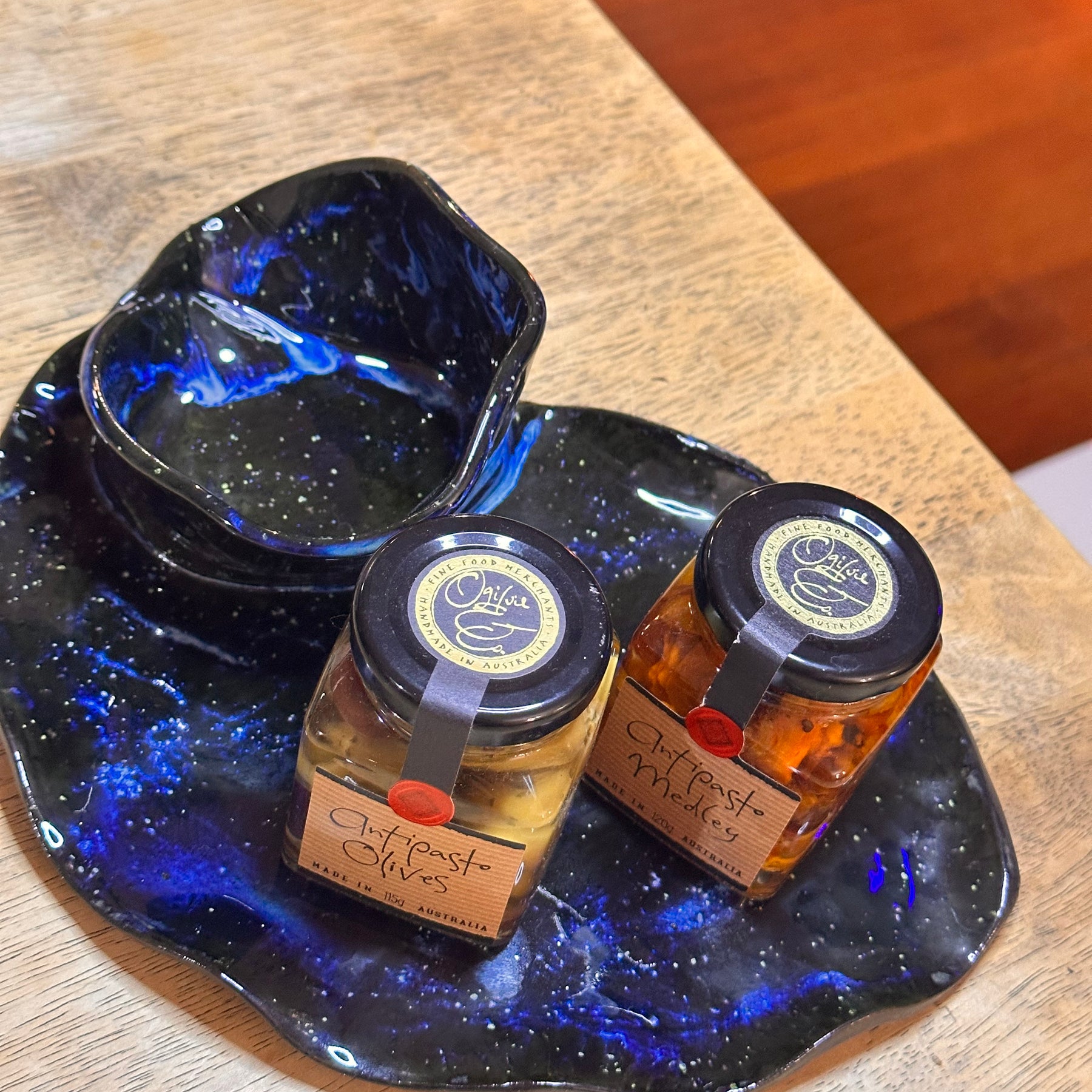 Handmade Ceramic Chip & Dip Set | Girl Dinner | Cosmic Swirl