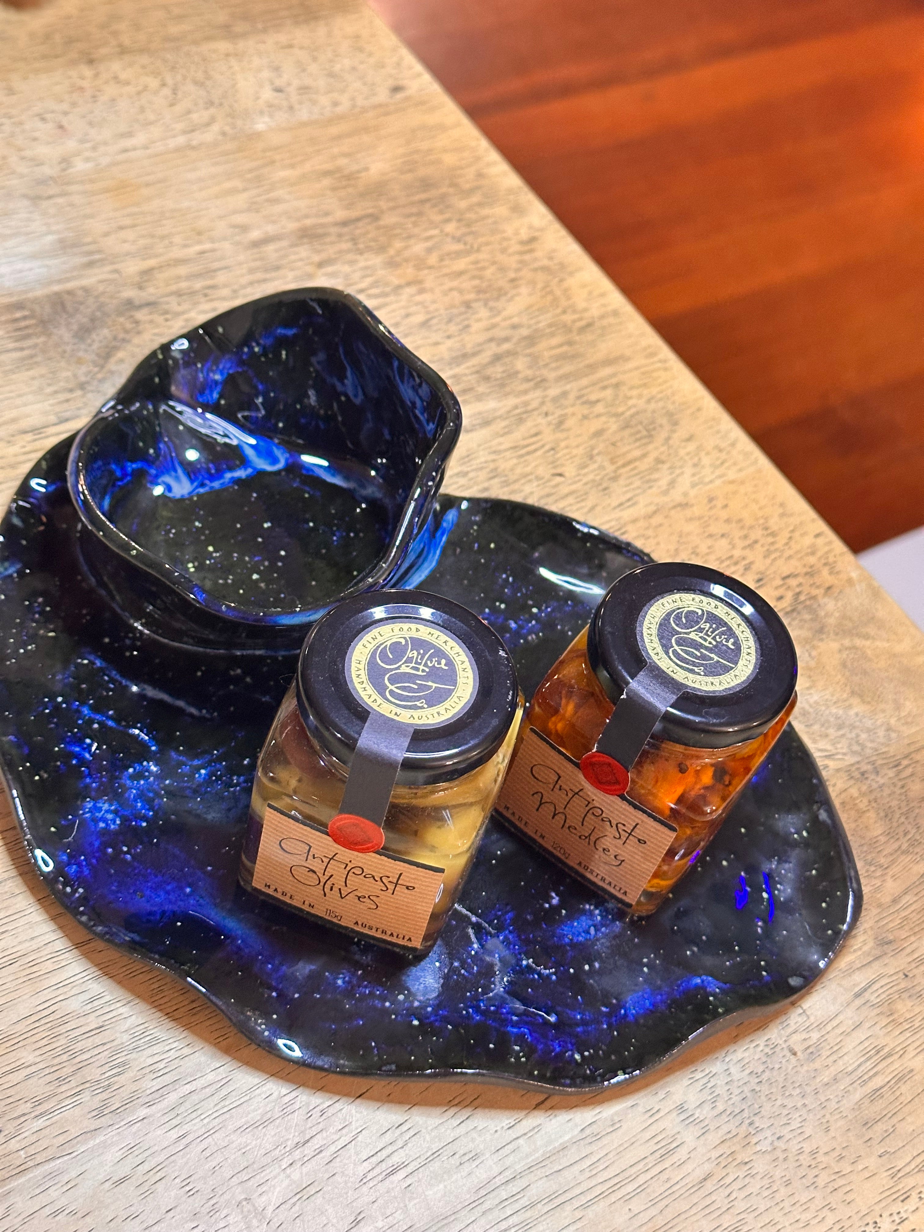 Handmade Ceramic Chip & Dip Set | Girl Dinner | Cosmic Swirl