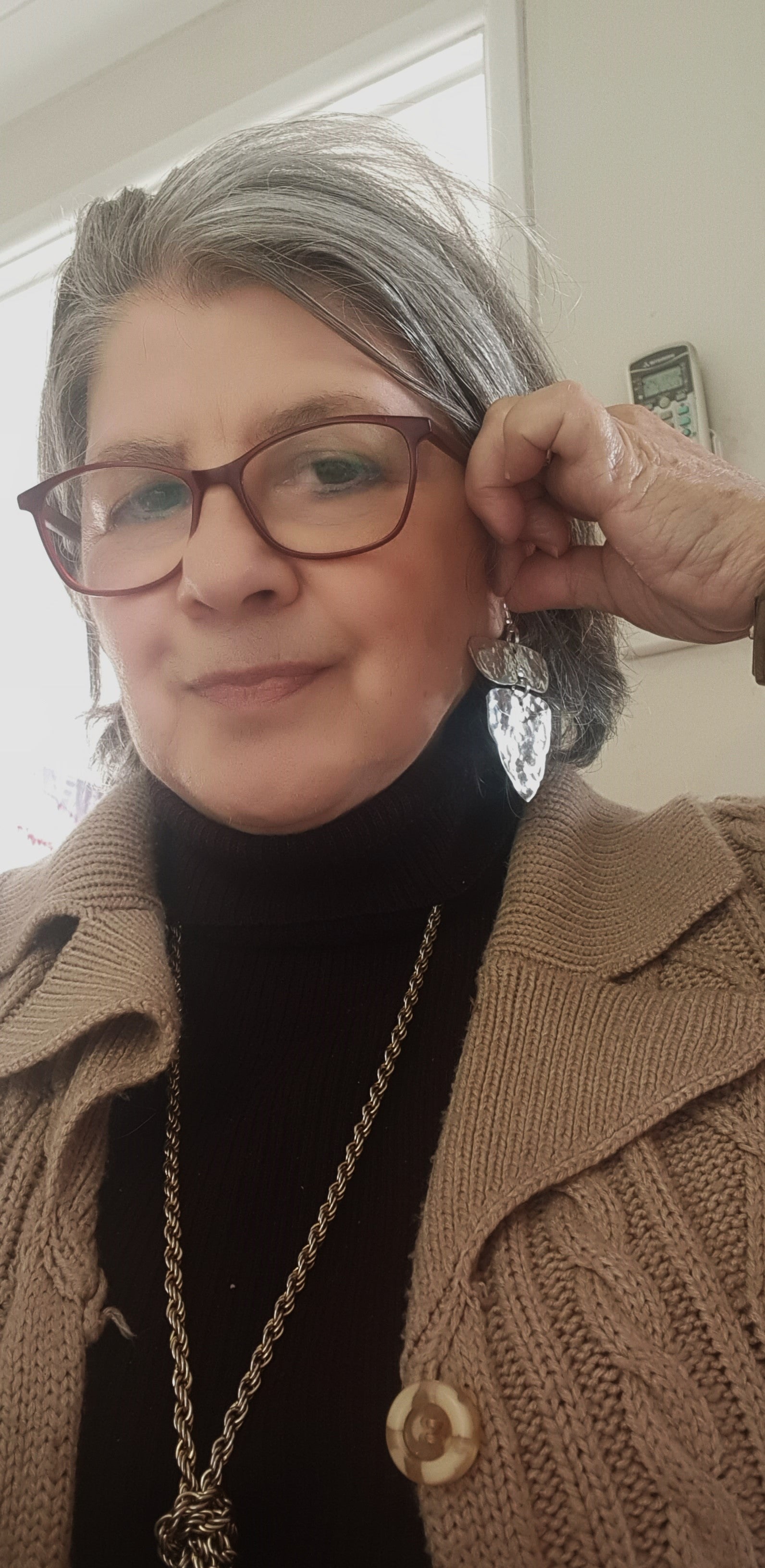 Bit of Bling, large silver hanging earrings #693AM/E