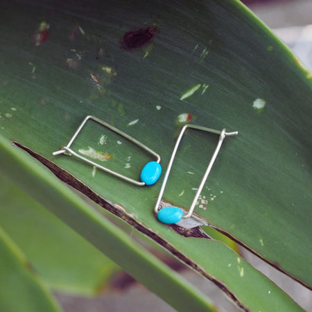 Long Trapeze Hooped Earrings | Sterling Silver