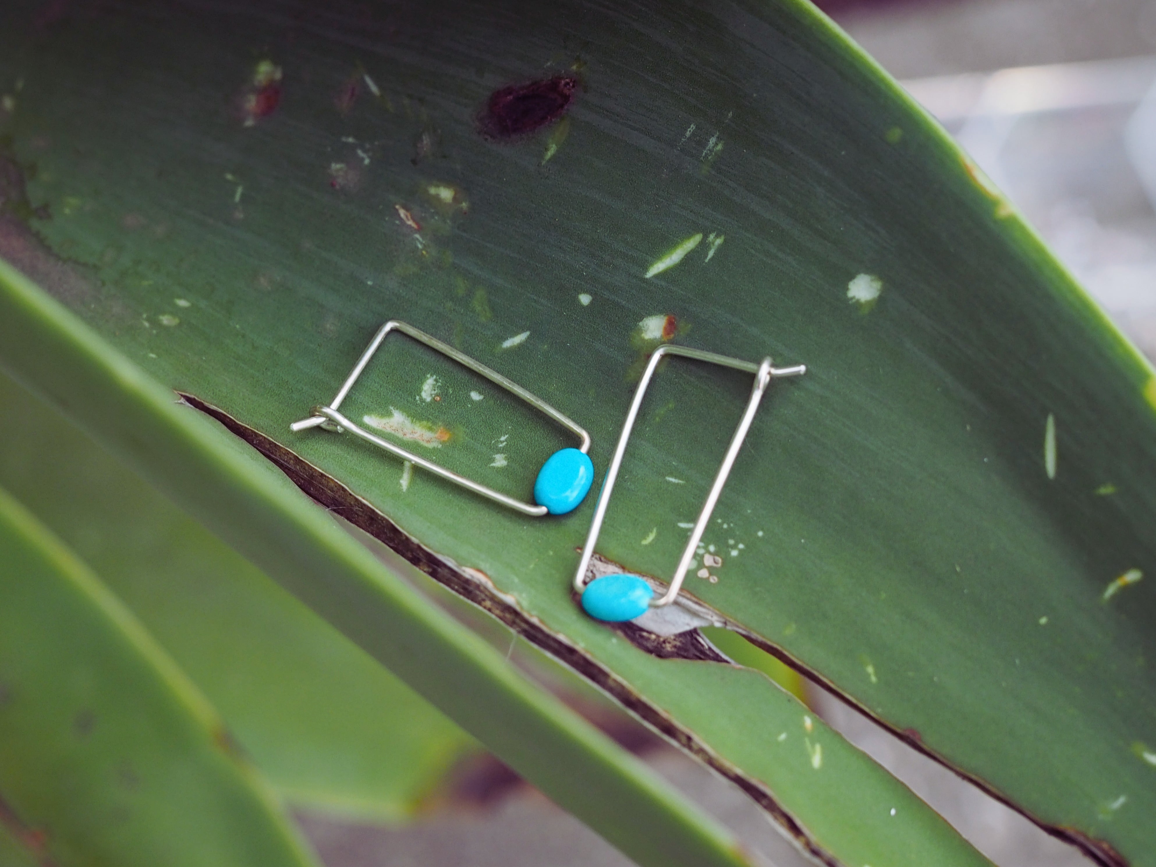 Long Trapeze Hooped Earrings | Sterling Silver
