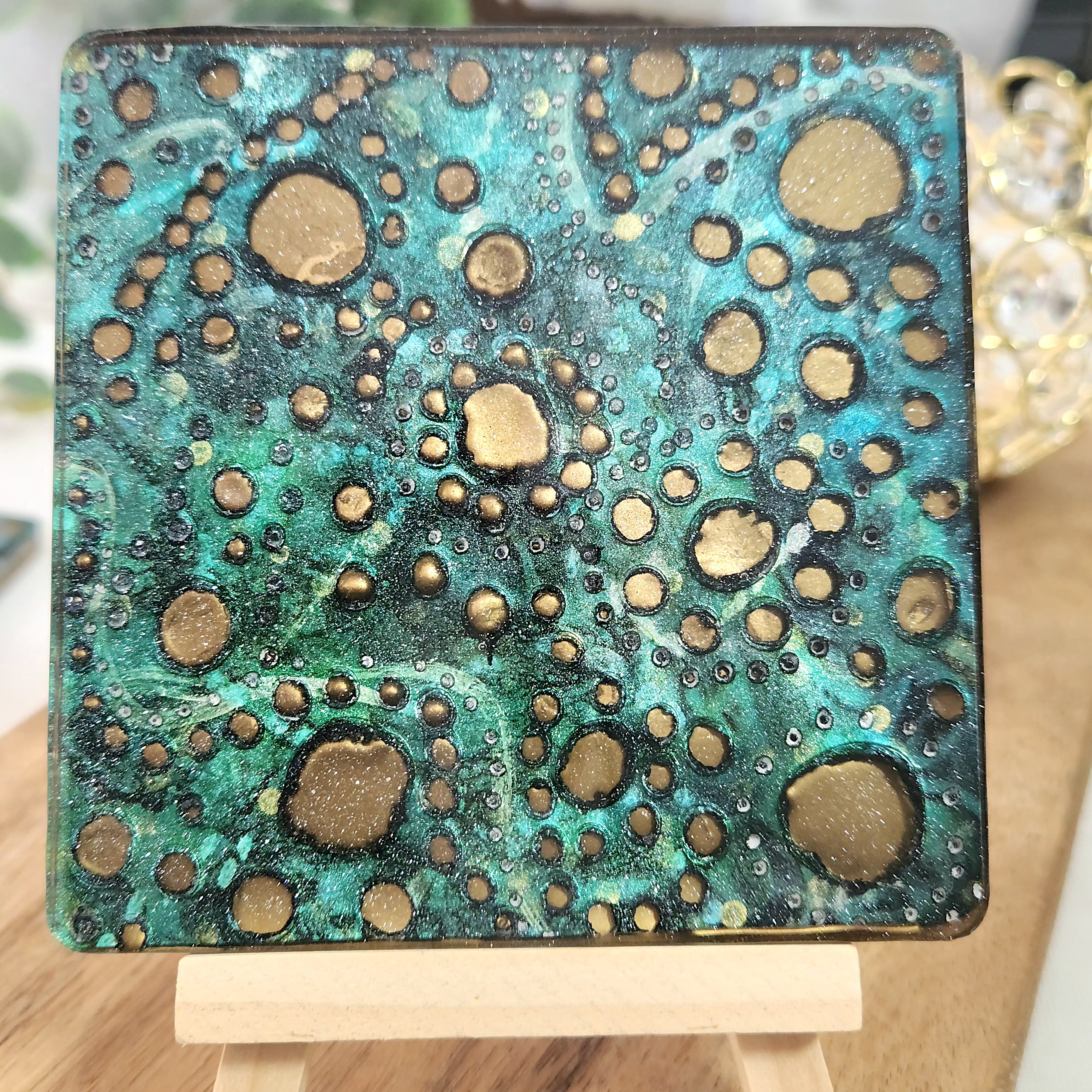 "Holey Moley" Resin Drink Coasters Set of 4, Epoxy Resin Coasters, Drinkware