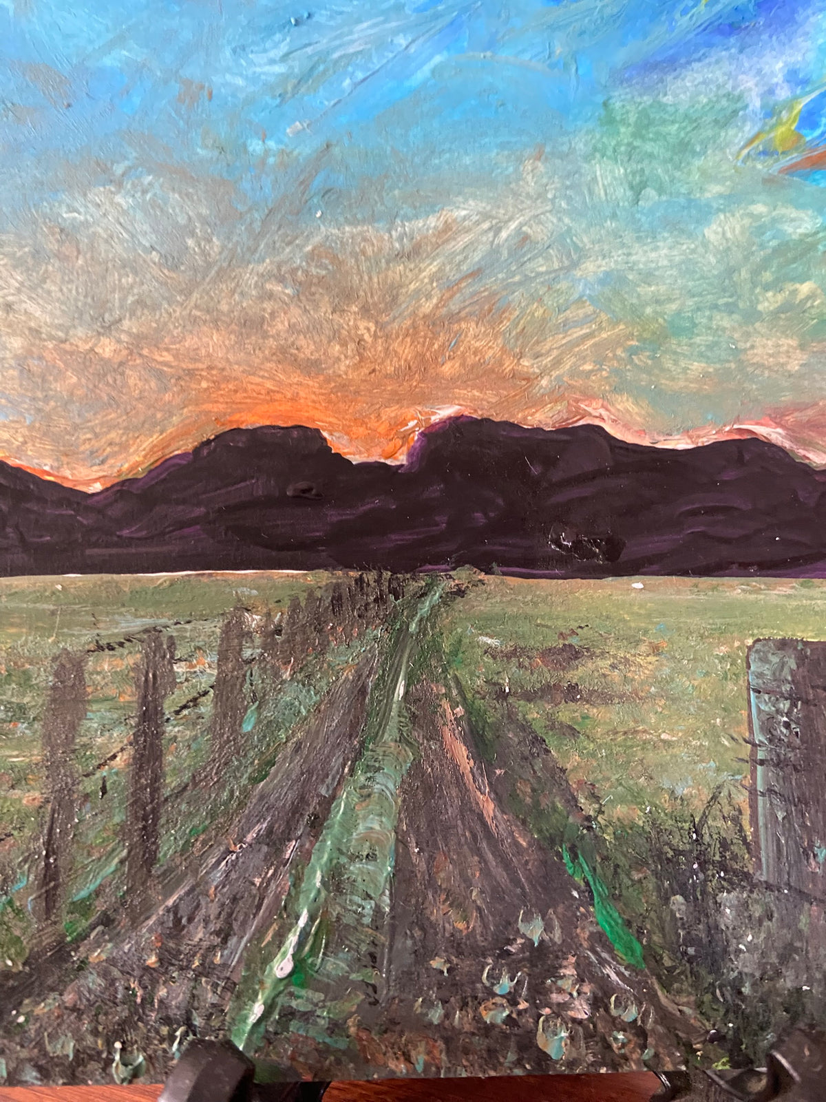 "Near Gloucester" original acrylic on card painting by Margo Humphries