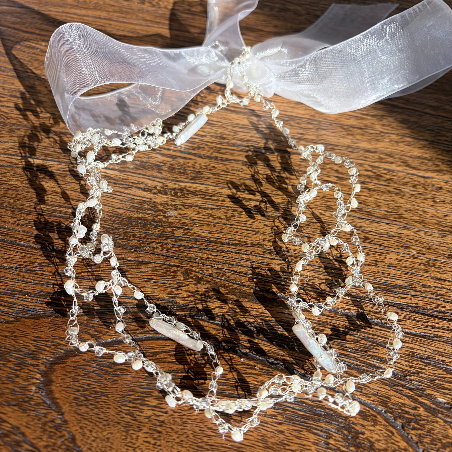 Fluffy Cloud ☁️ Silver plated White pearls Necklace