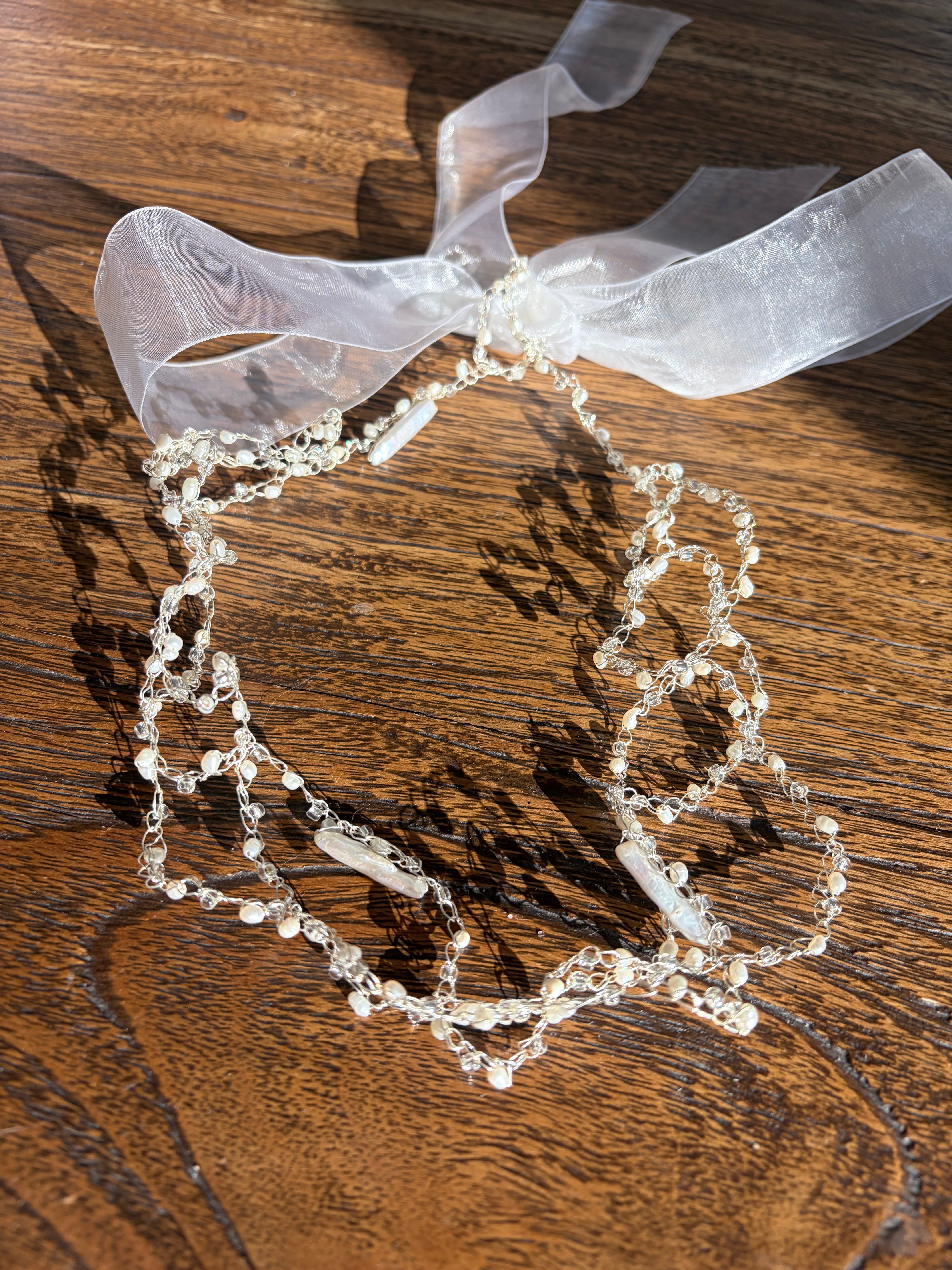 Fluffy Cloud ☁️ Silver plated White pearls Necklace