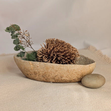 Handmade Sculptural Oval Paper Bowl – Recycled Paper Decorative Bowl – Sustainable Home Decor
