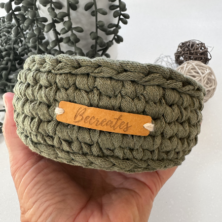 Handmade crochet basket | Home Decor | Khaki green mini