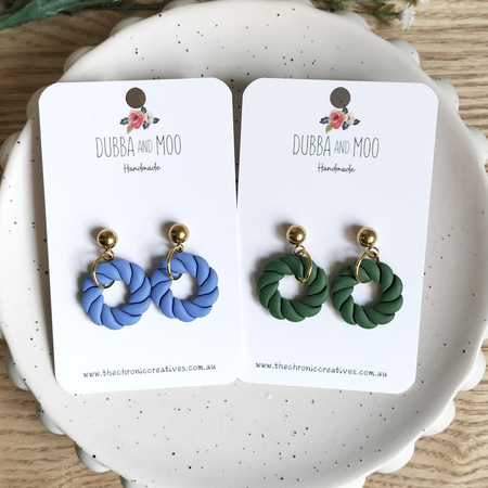 Round Twist Polymer Clay Dangle Earrings - Assorted Styles