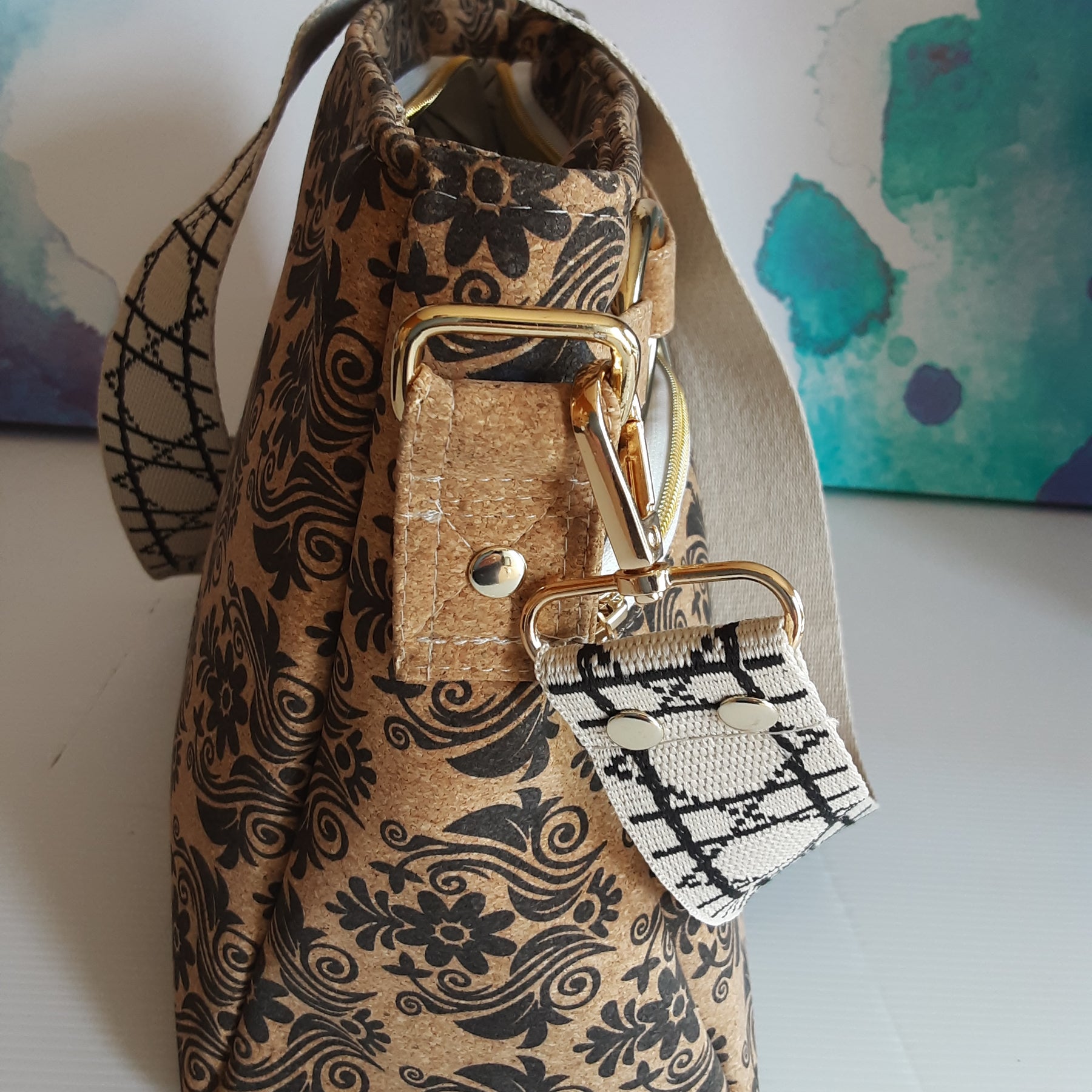 Cork crossbody bag with O-ring & Tassel