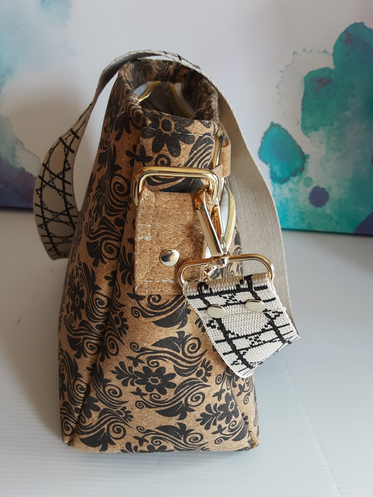 Cork crossbody bag with O-ring & Tassel