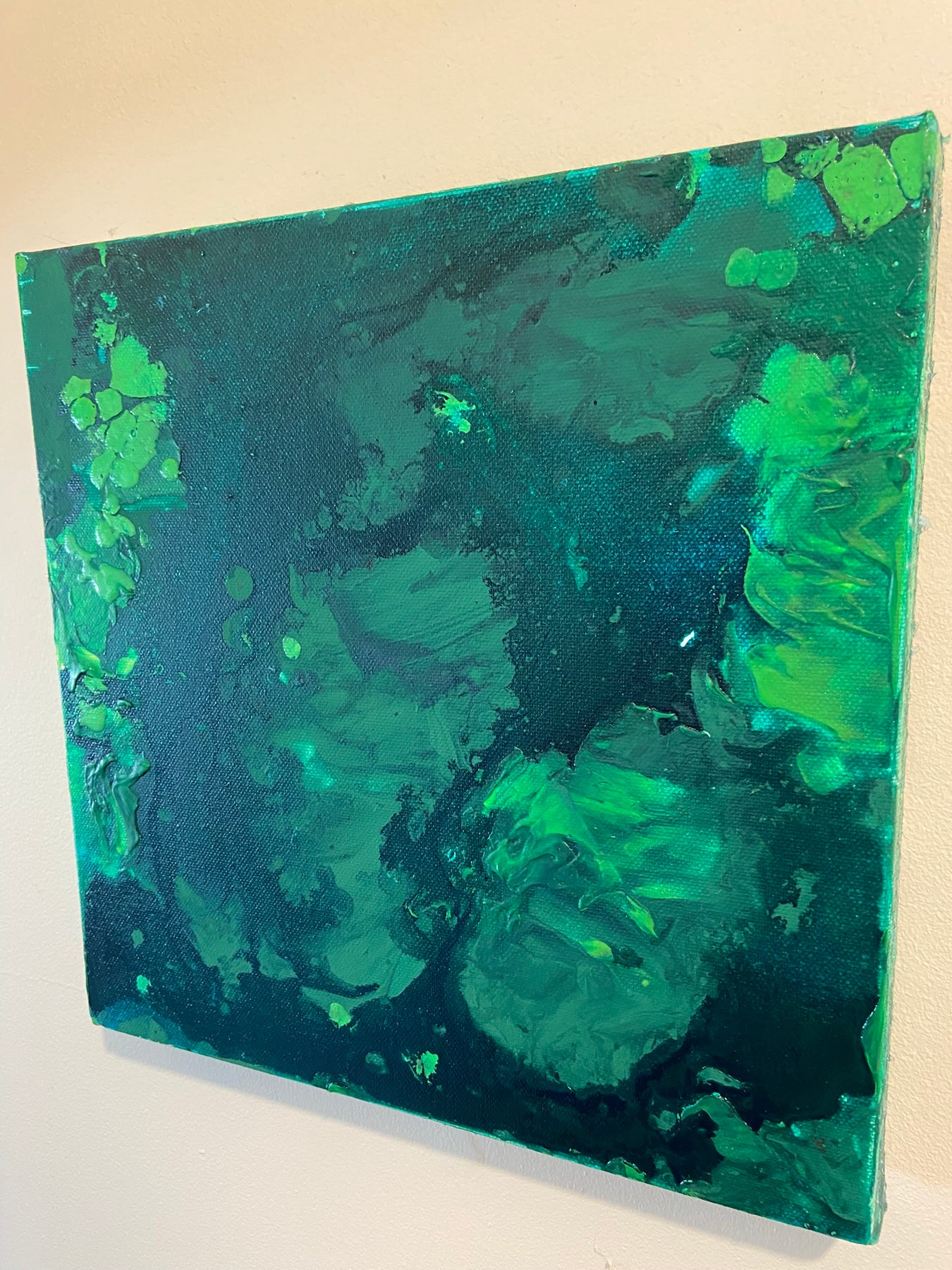 Green Aventurine Wall Art Original Abstract Acrylic Canvas Painting