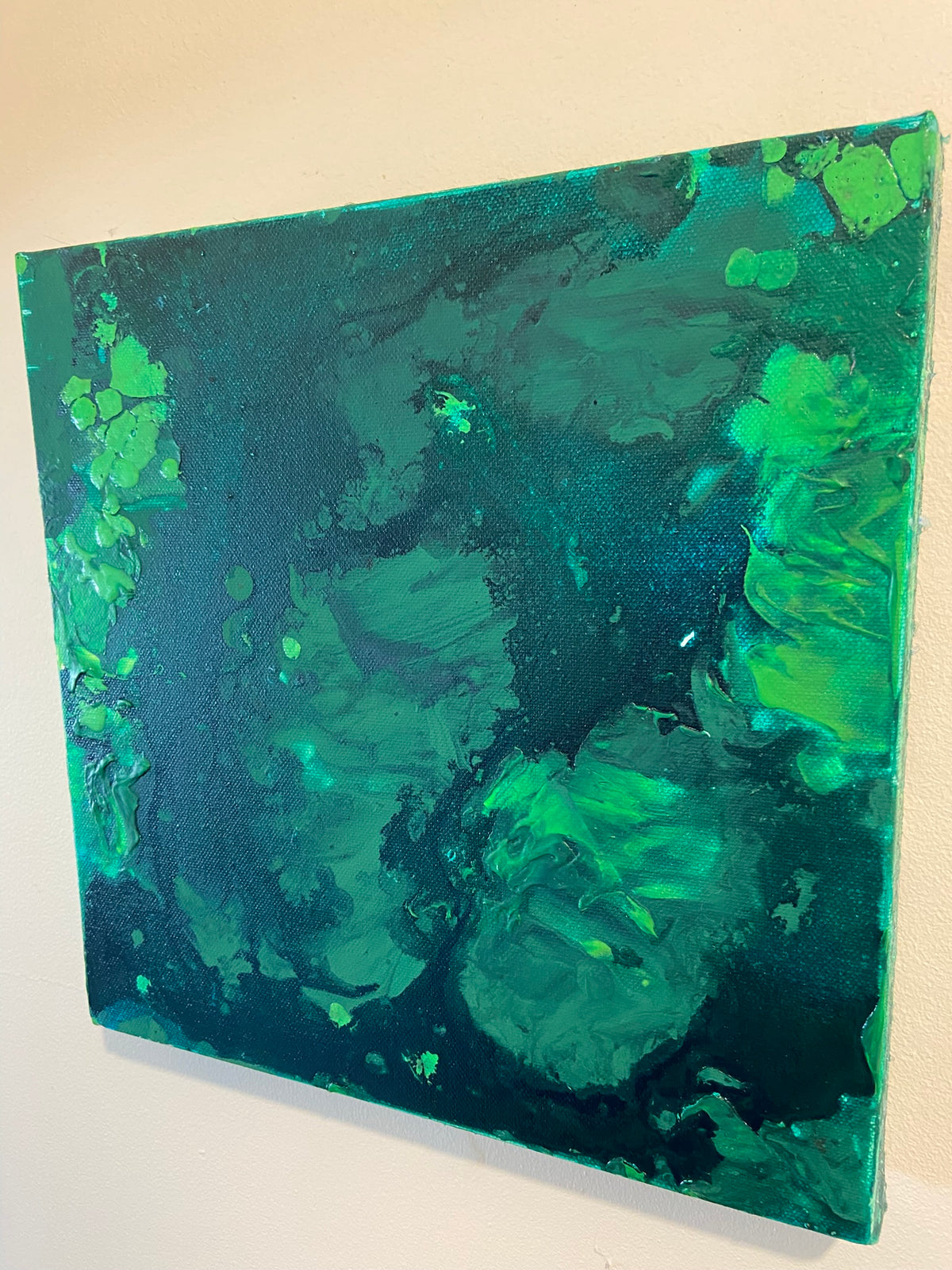 Green Aventurine Wall Art Original Abstract Acrylic Canvas Painting