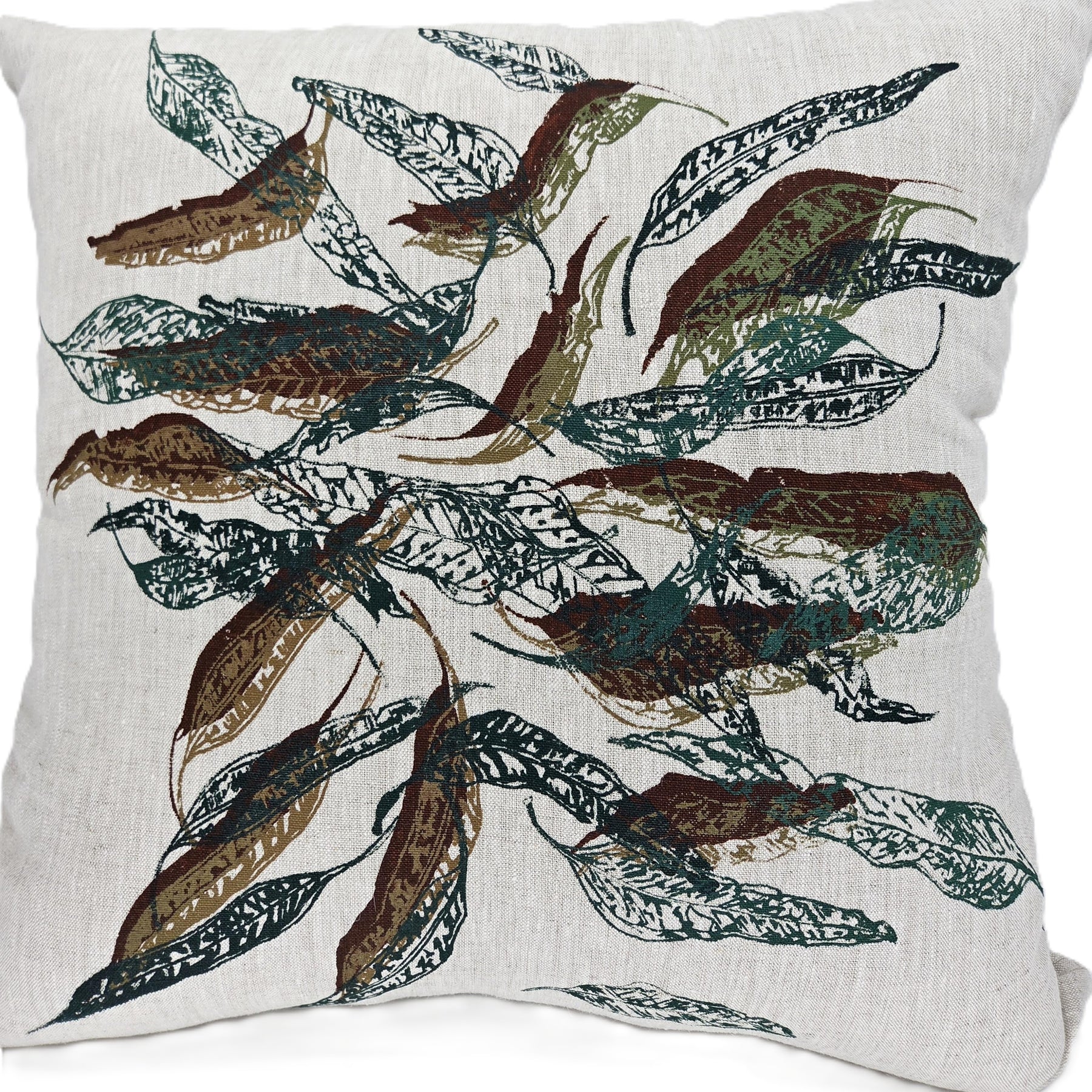 Hand Screen Printed Linen Cushion Covers- Fallen Leaves (2 colourways)
