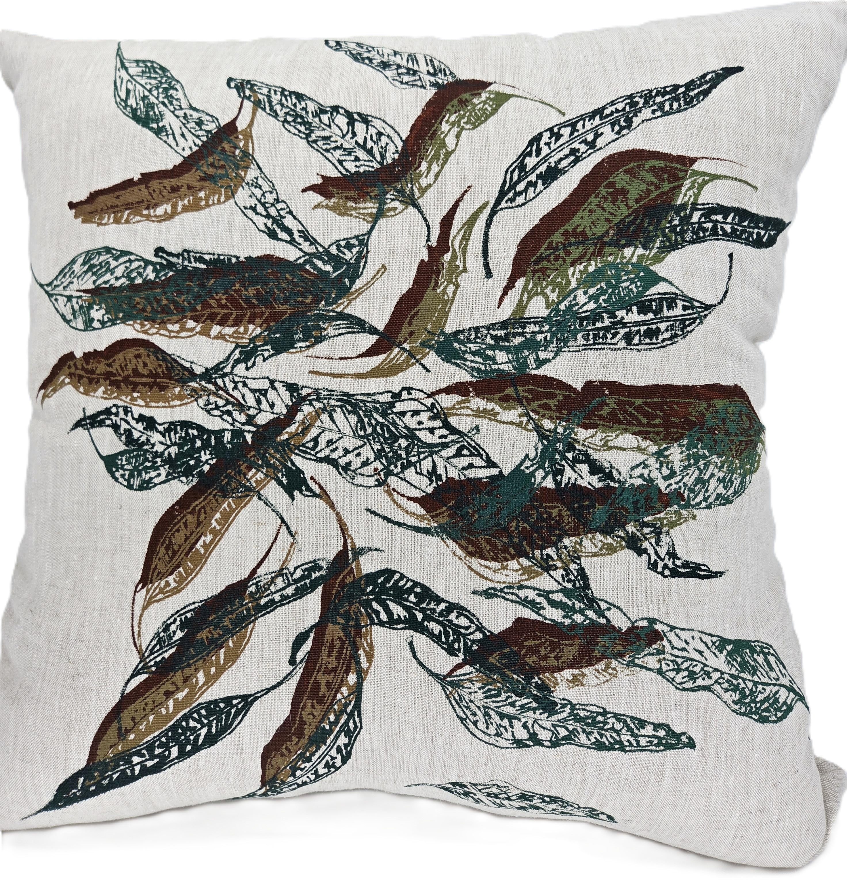 Hand Screen Printed Linen Cushion Covers- Fallen Leaves (2 colourways)
