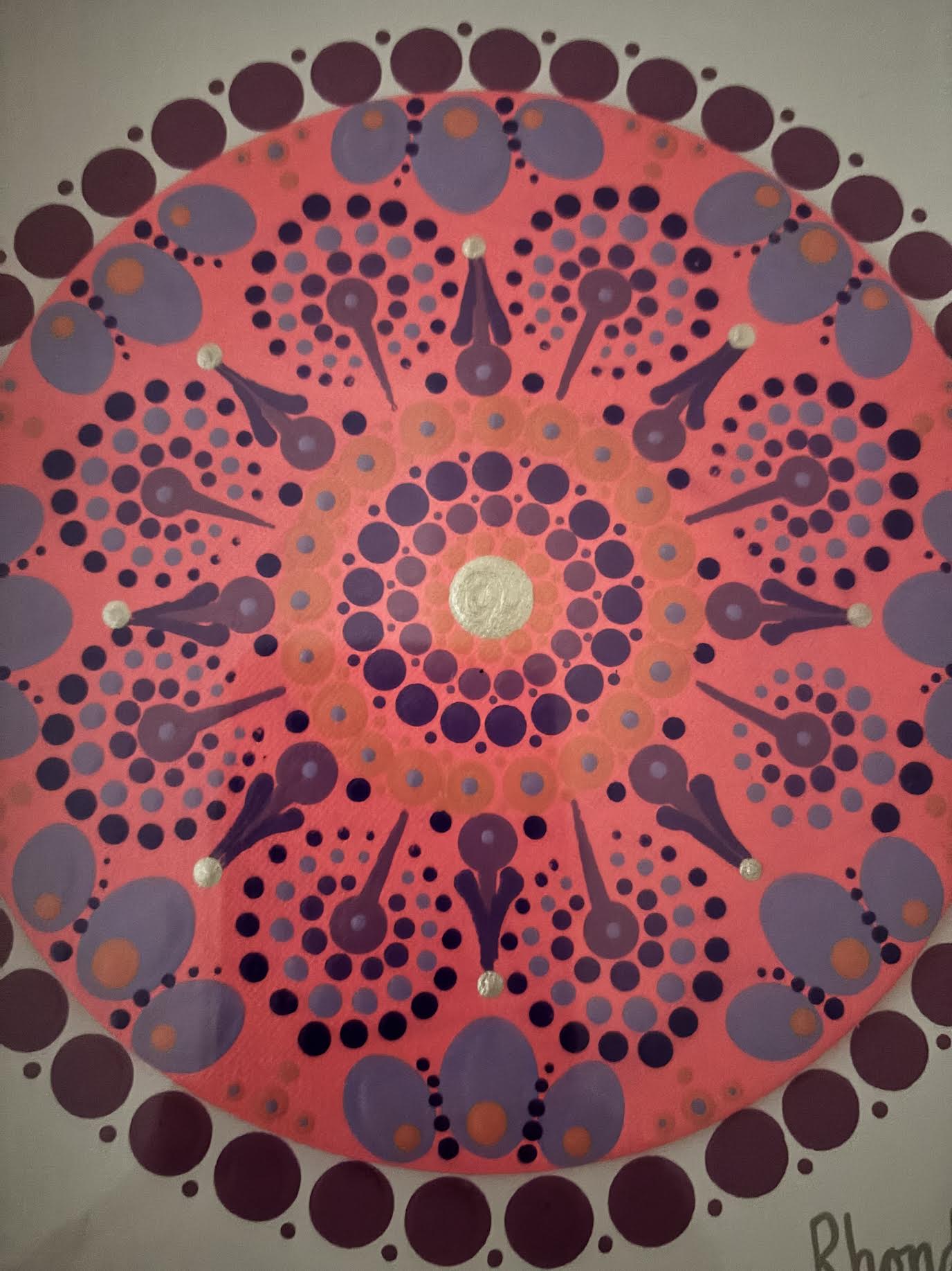 Pretty in Pink Acrylic Hand-dotted Mandala