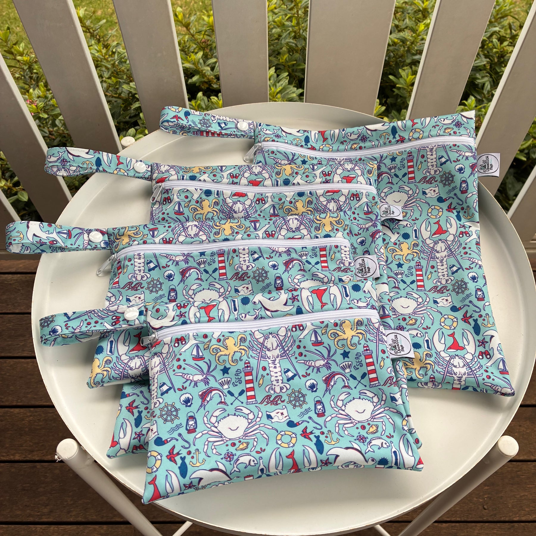 PRE-ORDER Water-resistant wet bags - Crustacean - Sea Foam (Sian Downey Designs)