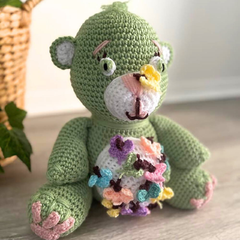 Crochet Teddy Bear, Handmade Teddy Bear Sage