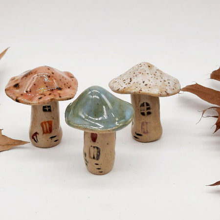 Ceramic Set of 3 Tiny Toadstool Houses