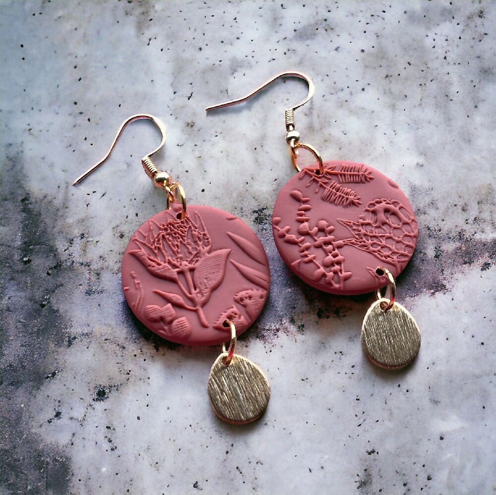 Australian Native Dangle Earrings Terracotta