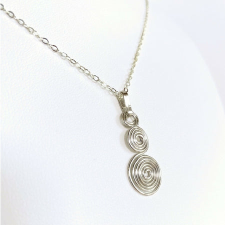 Silver wire spirals pendant necklace in sterling silver