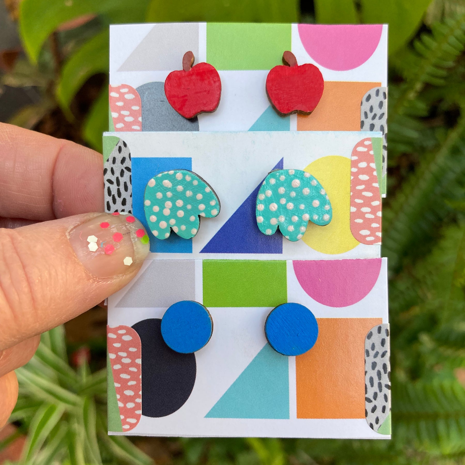 Hand painted apple studs