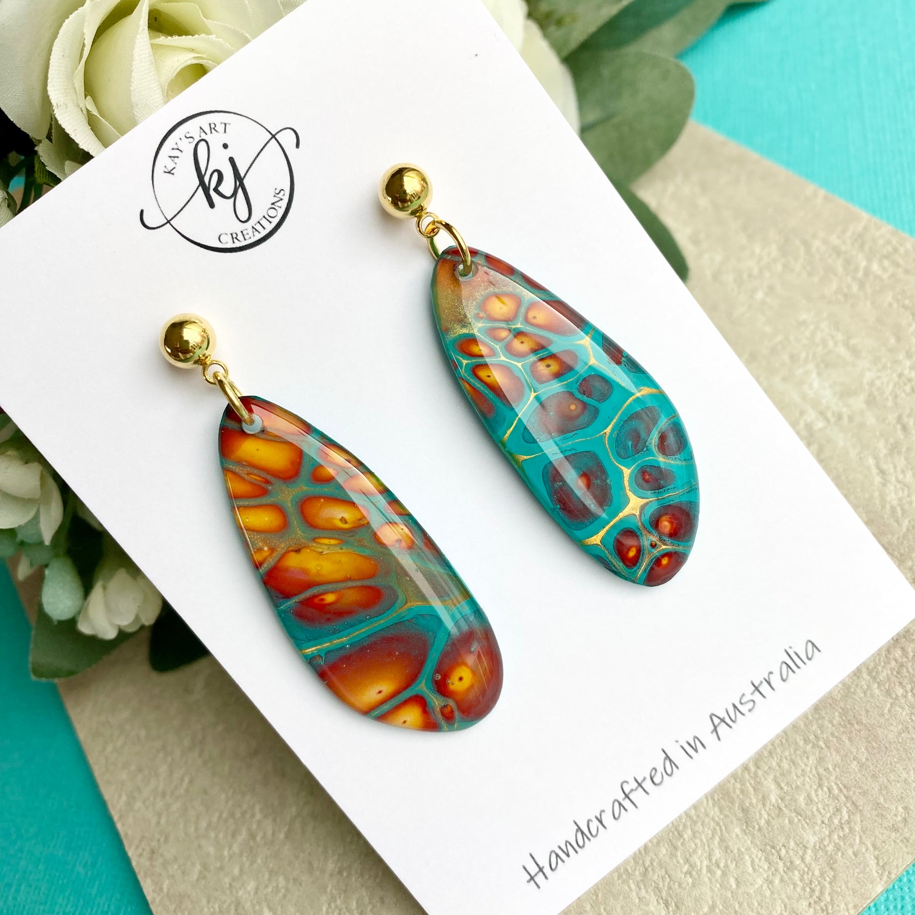 Original Art Turquoise Stud Earrings