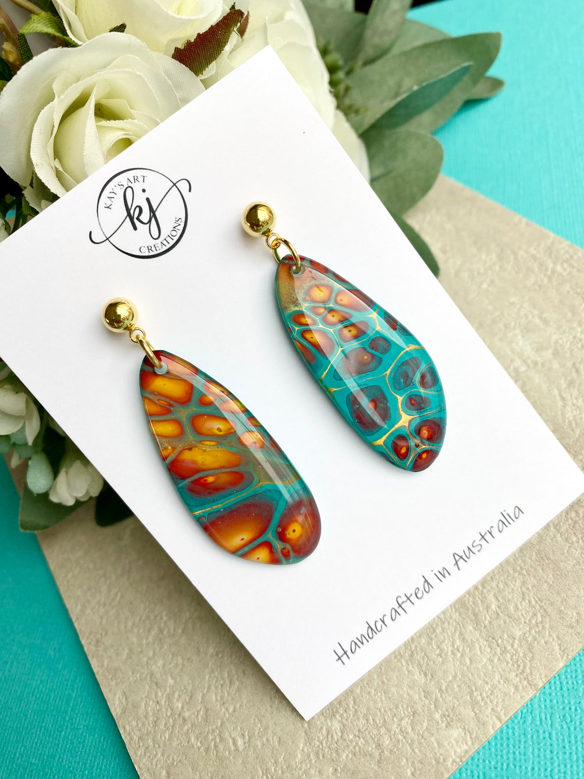 Original Art Turquoise Stud Earrings