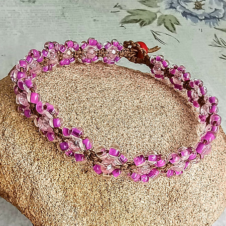 Assorted Micro-Macrame Beaded Blossom Bangles