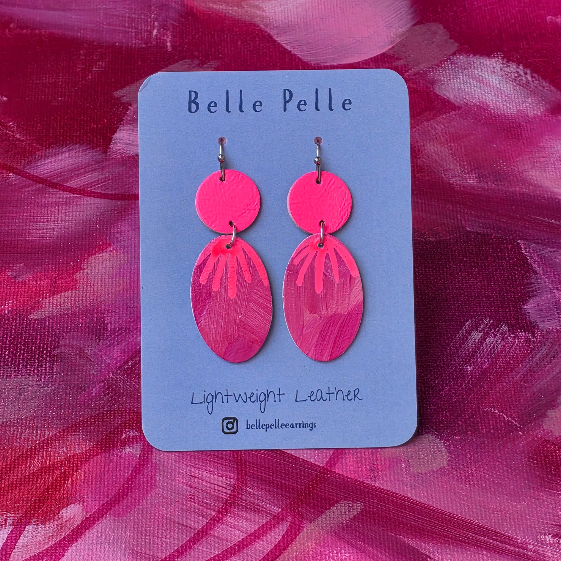 Alla Mano Leather Earrings - Pink Surprise