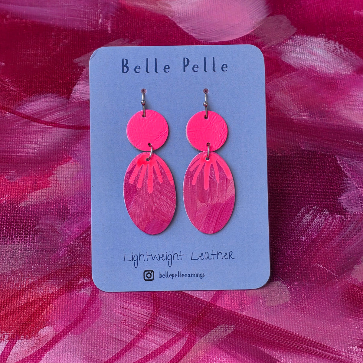 Alla Mano Leather Earrings - Pink Surprise