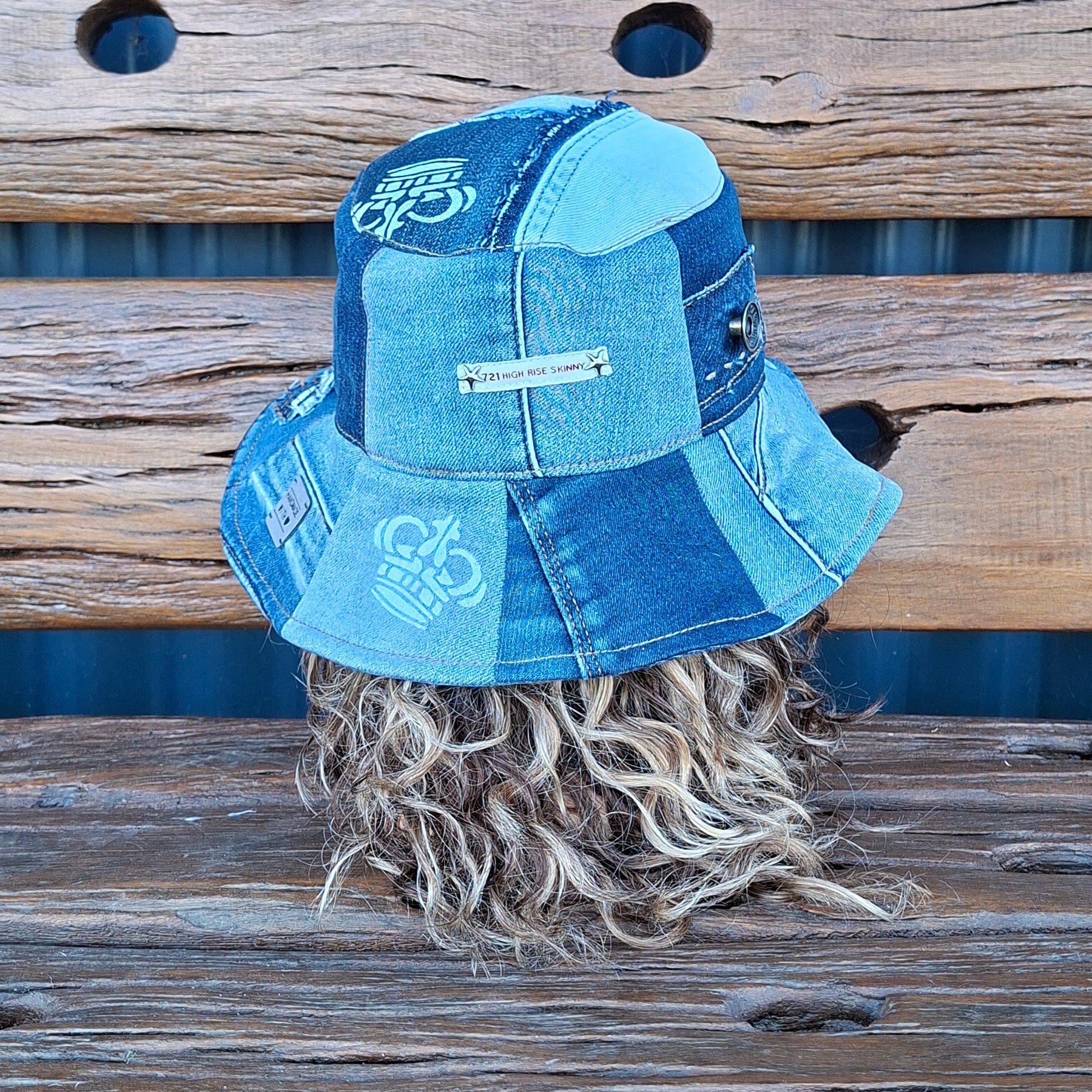 Unique, 'Jag', Gender Neutral, Recycled, Reversible Denim Bucket Hat