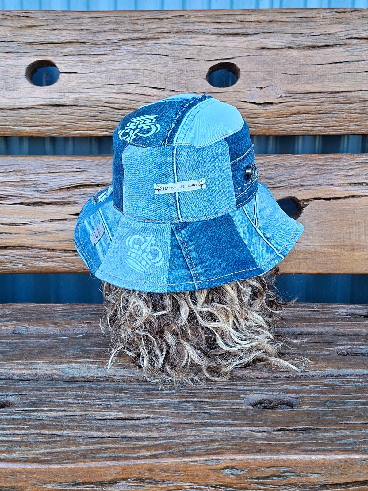 Unique, 'Jag', Gender Neutral, Recycled, Reversible Denim Bucket Hat