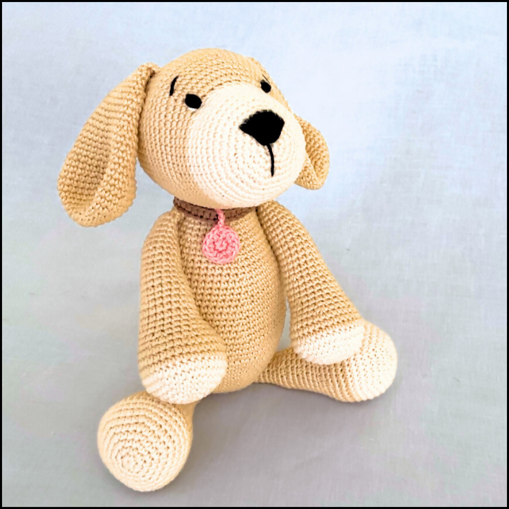 Puppy-soft-toy-product -image-MadeIt-(1000 x 1000 px).zip - Puppy-sitting-side-view-pink-tag-australian-handmade-crochet-plush-soft-toy-frog-and-friends.png