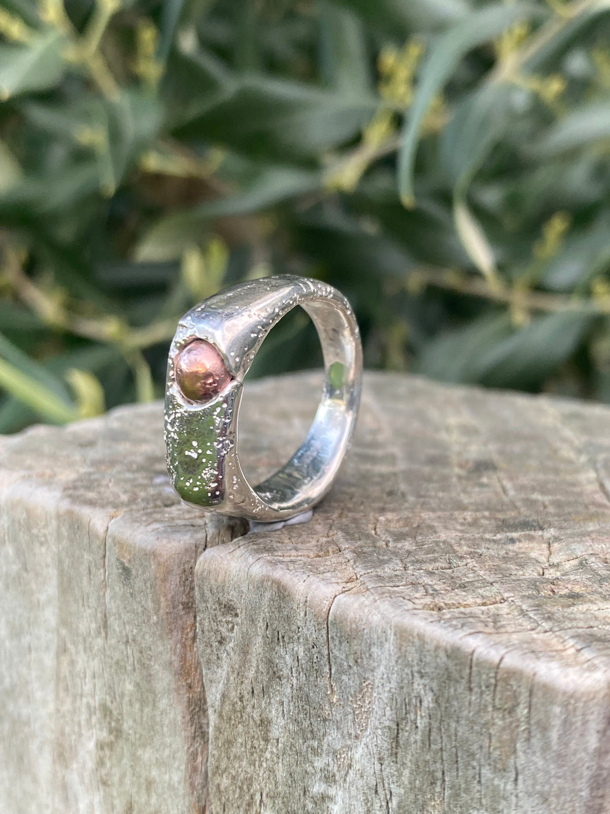 Copper Rockpool Signet Ring – Size S1/2Sterling Silver and Copper